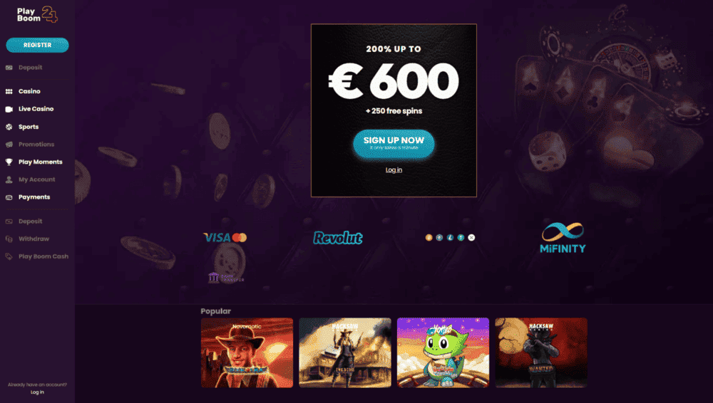 PlayBoom casino zonder cruks